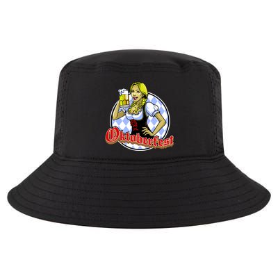 Bavarian Girl With A Glass of Beer Celebrating Oktoberfest Cool Comfort Performance Bucket Hat