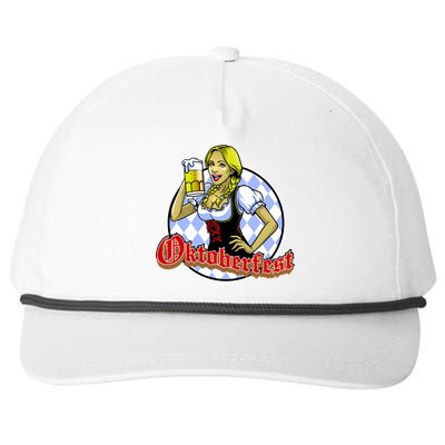 Bavarian Girl With A Glass of Beer Celebrating Oktoberfest Snapback Five-Panel Rope Hat