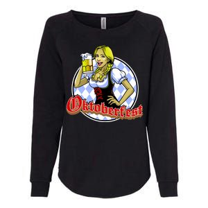 Bavarian Girl With A Glass of Beer Celebrating Oktoberfest Womens California Wash Sweatshirt