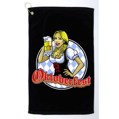 Bavarian Girl With A Glass of Beer Celebrating Oktoberfest Platinum Collection Golf Towel