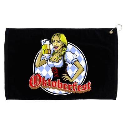 Bavarian Girl With A Glass of Beer Celebrating Oktoberfest Grommeted Golf Towel