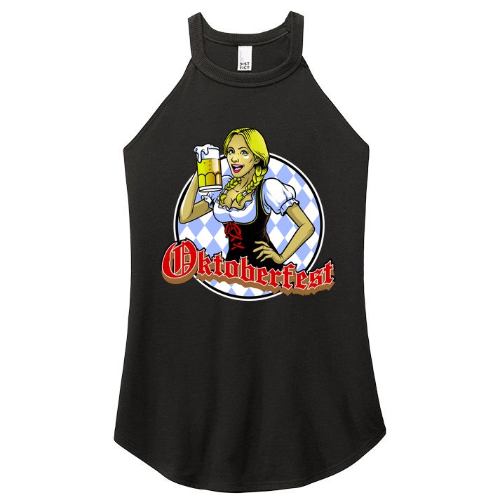 Bavarian Girl With A Glass of Beer Celebrating Oktoberfest Women's Perfect Tri Rocker Tank