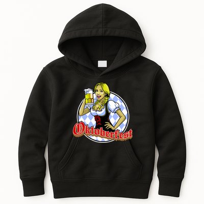 Bavarian Girl With A Glass of Beer Celebrating Oktoberfest Kids Hoodie