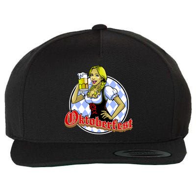 Bavarian Girl With A Glass of Beer Celebrating Oktoberfest Wool Snapback Cap