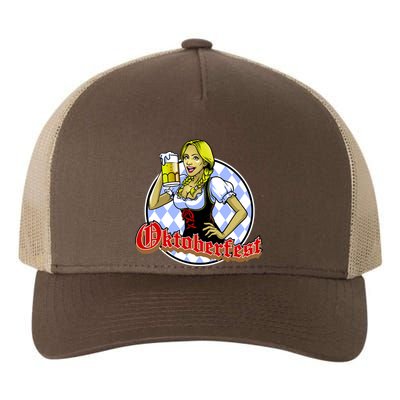 Bavarian Girl With A Glass of Beer Celebrating Oktoberfest Yupoong Adult 5-Panel Trucker Hat