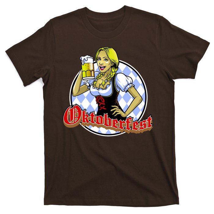 Bavarian Girl With A Glass of Beer Celebrating Oktoberfest T-Shirt