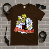 Bavarian Girl With A Glass of Beer Celebrating Oktoberfest T-Shirt