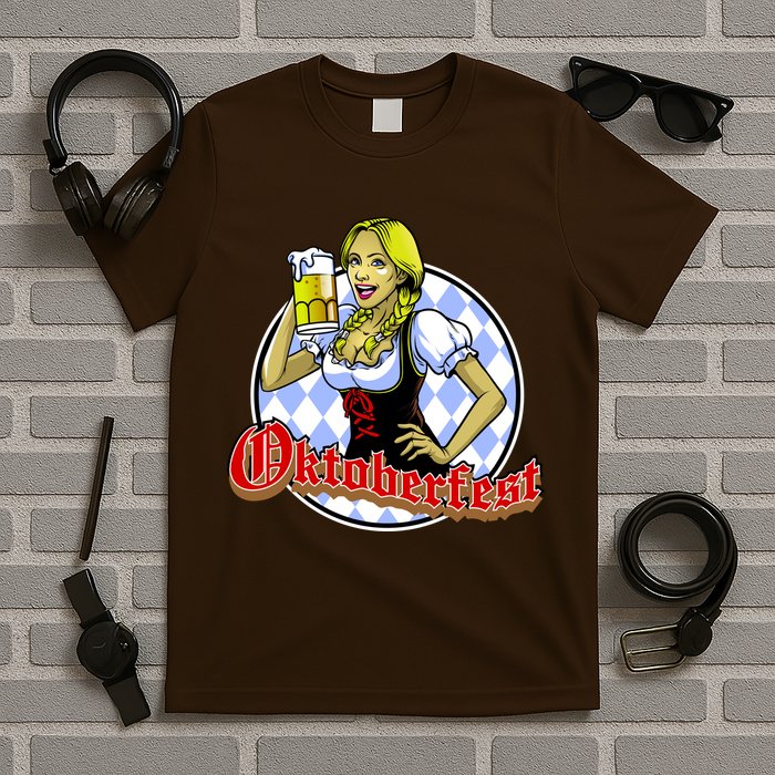 Bavarian Girl With A Glass of Beer Celebrating Oktoberfest T-Shirt