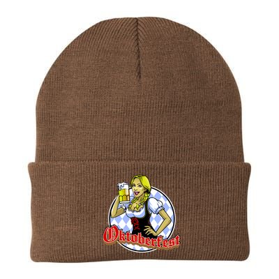 Bavarian Girl With A Glass of Beer Celebrating Oktoberfest Knit Cap Winter Beanie