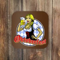 Bavarian Girl With A Glass of Beer Celebrating Oktoberfest Coaster