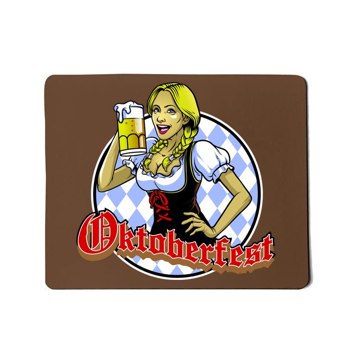 Bavarian Girl With A Glass of Beer Celebrating Oktoberfest Mousepad