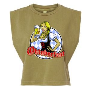 Bavarian Girl With A Glass of Beer Celebrating Oktoberfest Garment-Dyed Women's Muscle Tee