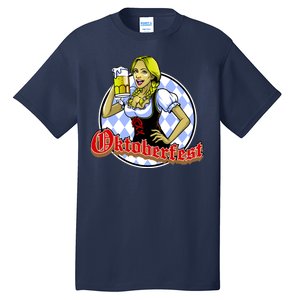 Bavarian Girl With A Glass of Beer Celebrating Oktoberfest Tall T-Shirt