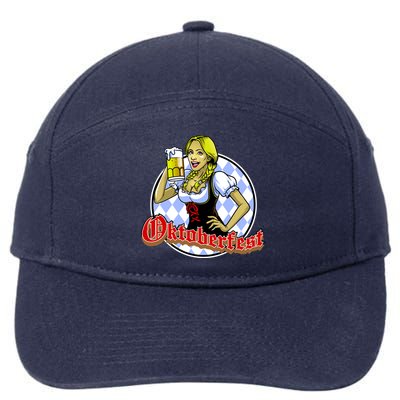 Bavarian Girl With A Glass of Beer Celebrating Oktoberfest 7-Panel Snapback Hat