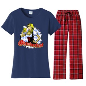 Bavarian Girl With A Glass of Beer Celebrating Oktoberfest Women's Flannel Pajama Set