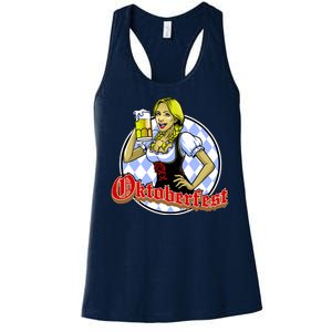 Bavarian Girl With A Glass of Beer Celebrating Oktoberfest Women's Racerback Tank