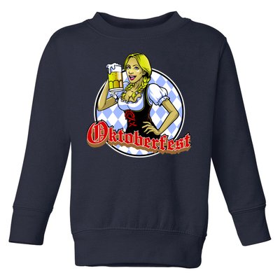 Bavarian Girl With A Glass of Beer Celebrating Oktoberfest Toddler Sweatshirt