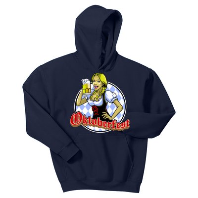 Bavarian Girl With A Glass of Beer Celebrating Oktoberfest Kids Hoodie