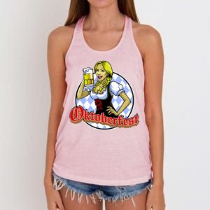 Bavarian Girl With A Glass of Beer Celebrating Oktoberfest Women's Knotted Racerback Tank