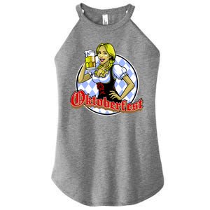 Bavarian Girl With A Glass of Beer Celebrating Oktoberfest Women's Perfect Tri Rocker Tank