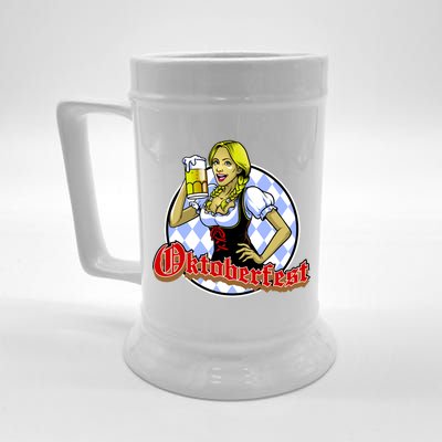 Bavarian Girl With A Glass of Beer Celebrating Oktoberfest Beer Stein