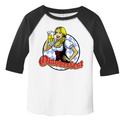 Bavarian Girl With A Glass of Beer Celebrating Oktoberfest Toddler Fine Jersey T-Shirt