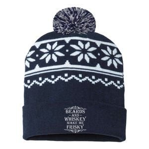 Beards And Whiskey Make Me Frisky Funny Drinking USA-Made Snowflake Beanie