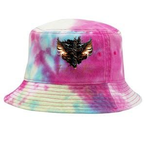 Biker Angel Wings Christian Cross Faith Over Fear On Back Tie-Dyed Bucket Hat