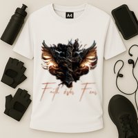 Biker Angel Wings Christian Cross Faith Over Fear On Back Cooling Performance Crew T-Shirt