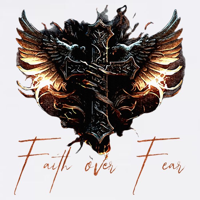 Biker Angel Wings Christian Cross Faith Over Fear On Back Cooling Performance Crew T-Shirt