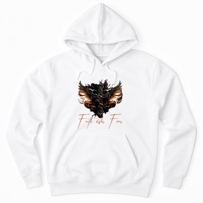 Biker Angel Wings Christian Cross Faith Over Fear On Back Hoodie