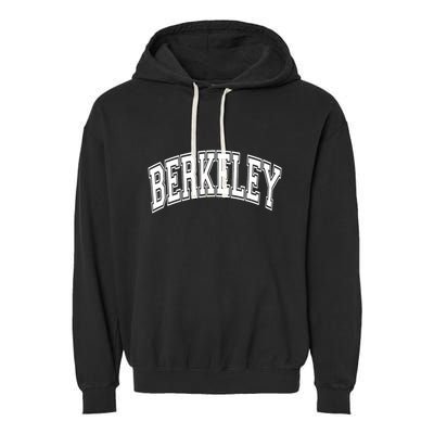 Berkeley Arched White Text Garment-Dyed Fleece Hoodie