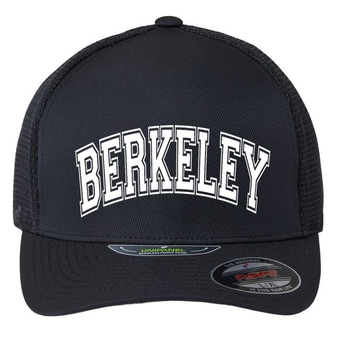 Berkeley Arched White Text Flexfit Unipanel Trucker Cap