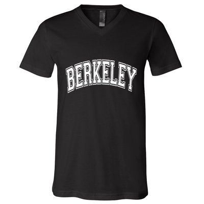 Berkeley Arched White Text V-Neck T-Shirt