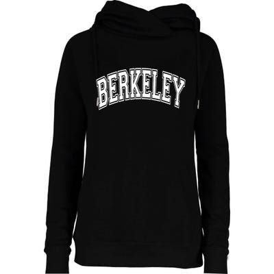 Berkeley Arched White Text Womens Funnel Neck Pullover Hood