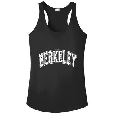 Berkeley Arched White Text Ladies PosiCharge Competitor Racerback Tank