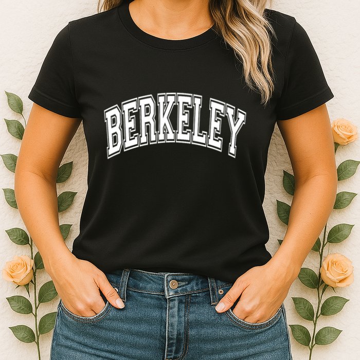 Berkeley Arched White Text Womens T-Shirt