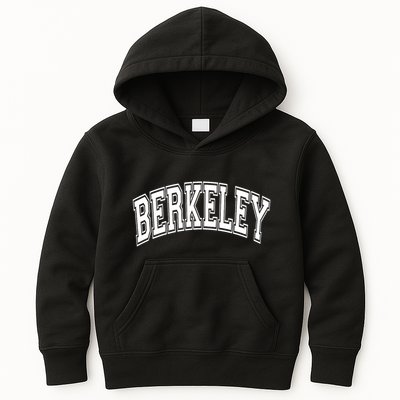Berkeley Arched White Text Kids Hoodie