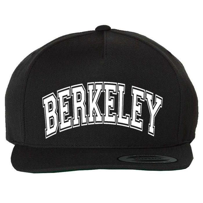 Berkeley Arched White Text Wool Snapback Cap