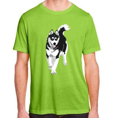 Black And White Siberian Husky Snow Dog Adult ChromaSoft Performance T-Shirt