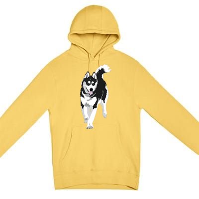 Black And White Siberian Husky Snow Dog Premium Pullover Hoodie