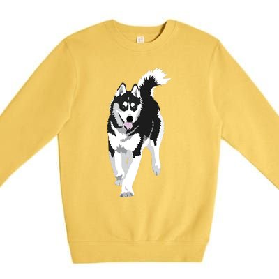 Black And White Siberian Husky Snow Dog Premium Crewneck Sweatshirt