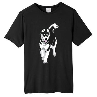 Black And White Siberian Husky Snow Dog Tall Fusion ChromaSoft Performance T-Shirt