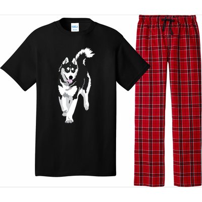 Black And White Siberian Husky Snow Dog Pajama Set