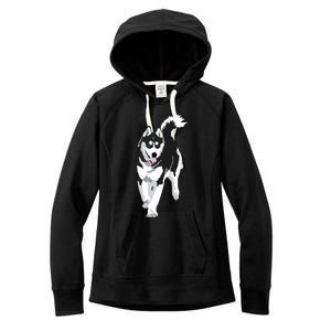 Black And White Siberian Husky Snow Dog Women's Fleece Hoodie