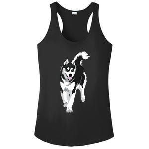 Black And White Siberian Husky Snow Dog Ladies PosiCharge Competitor Racerback Tank