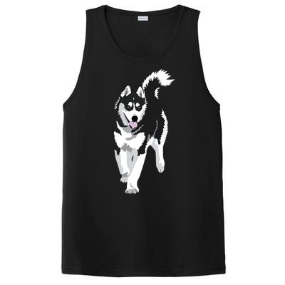 Black And White Siberian Husky Snow Dog PosiCharge Competitor Tank