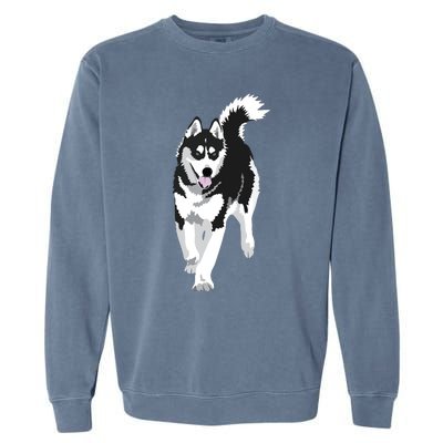 Black And White Siberian Husky Snow Dog Garment-Dyed Sweatshirt