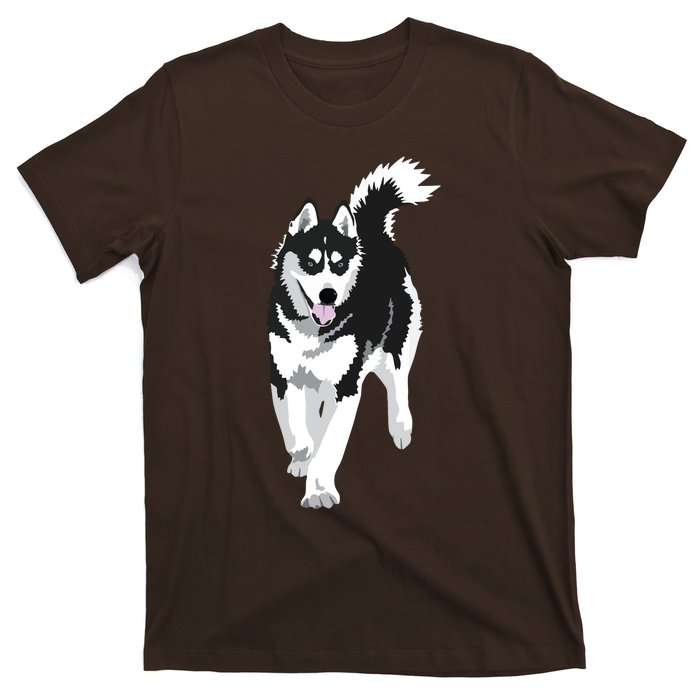 Black And White Siberian Husky Snow Dog T-Shirt