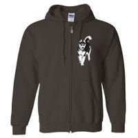 Black And White Siberian Husky Snow Dog Full Zip Hoodie